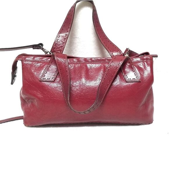 VINTAGE Fossil Red Distress Leather Crossbody Bag - Picture 9 of 15